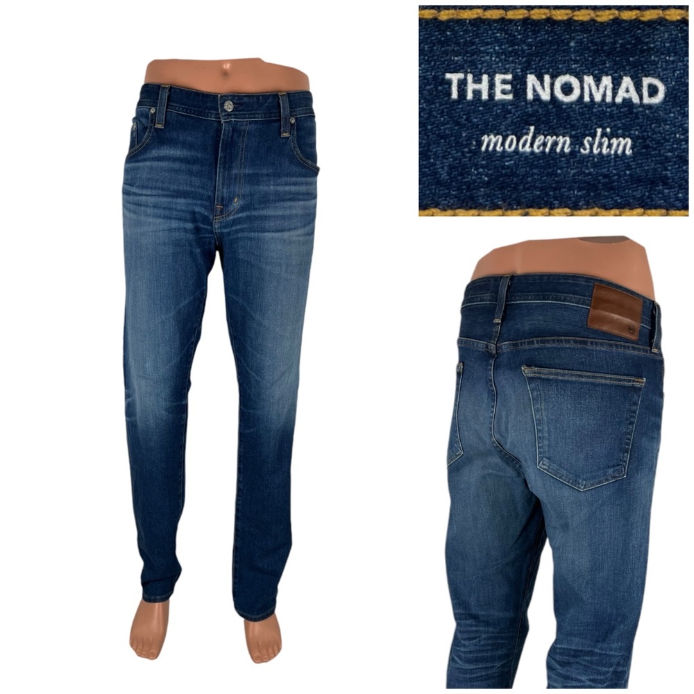 Adriano Goldschmied AG Mens 38 X 33 Jeans The Nomad Slim Dark Blue Denim 360